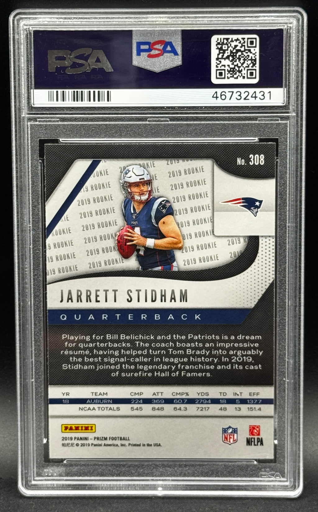 2019 Panini Prizm Jarrett Stidham #308 PSA 10