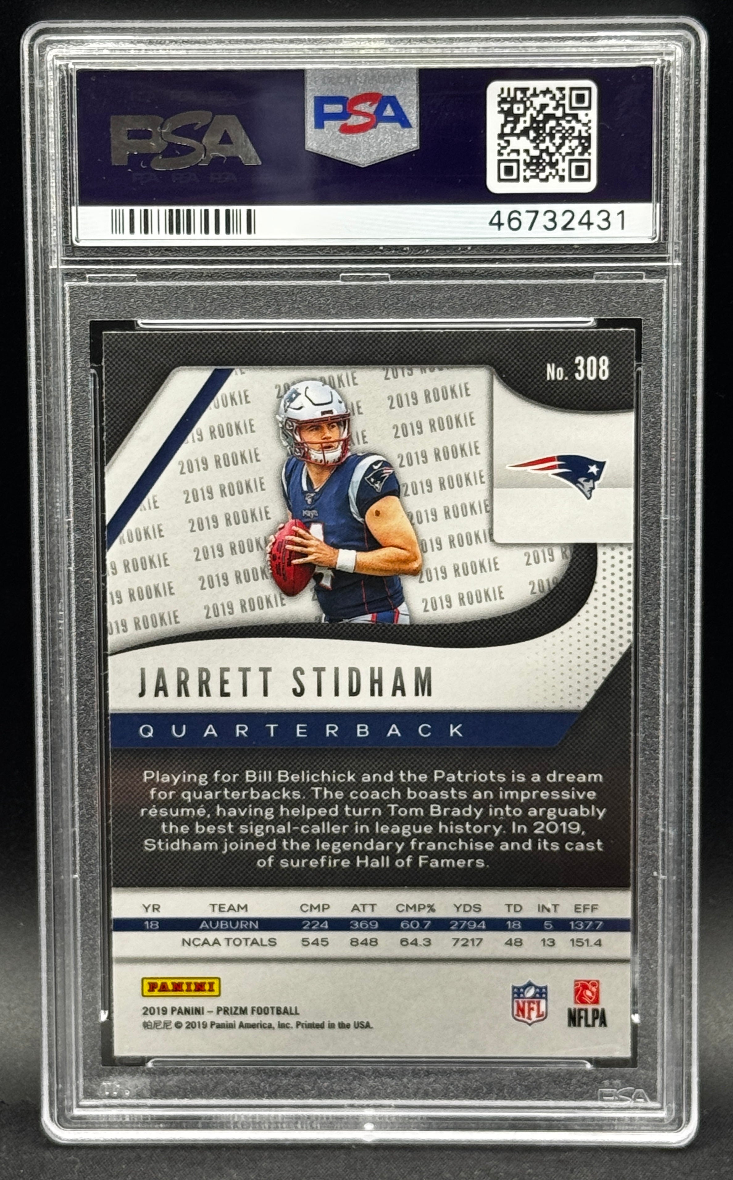 2019 Panini Prizm Jarrett Stidham #308 PSA 10
