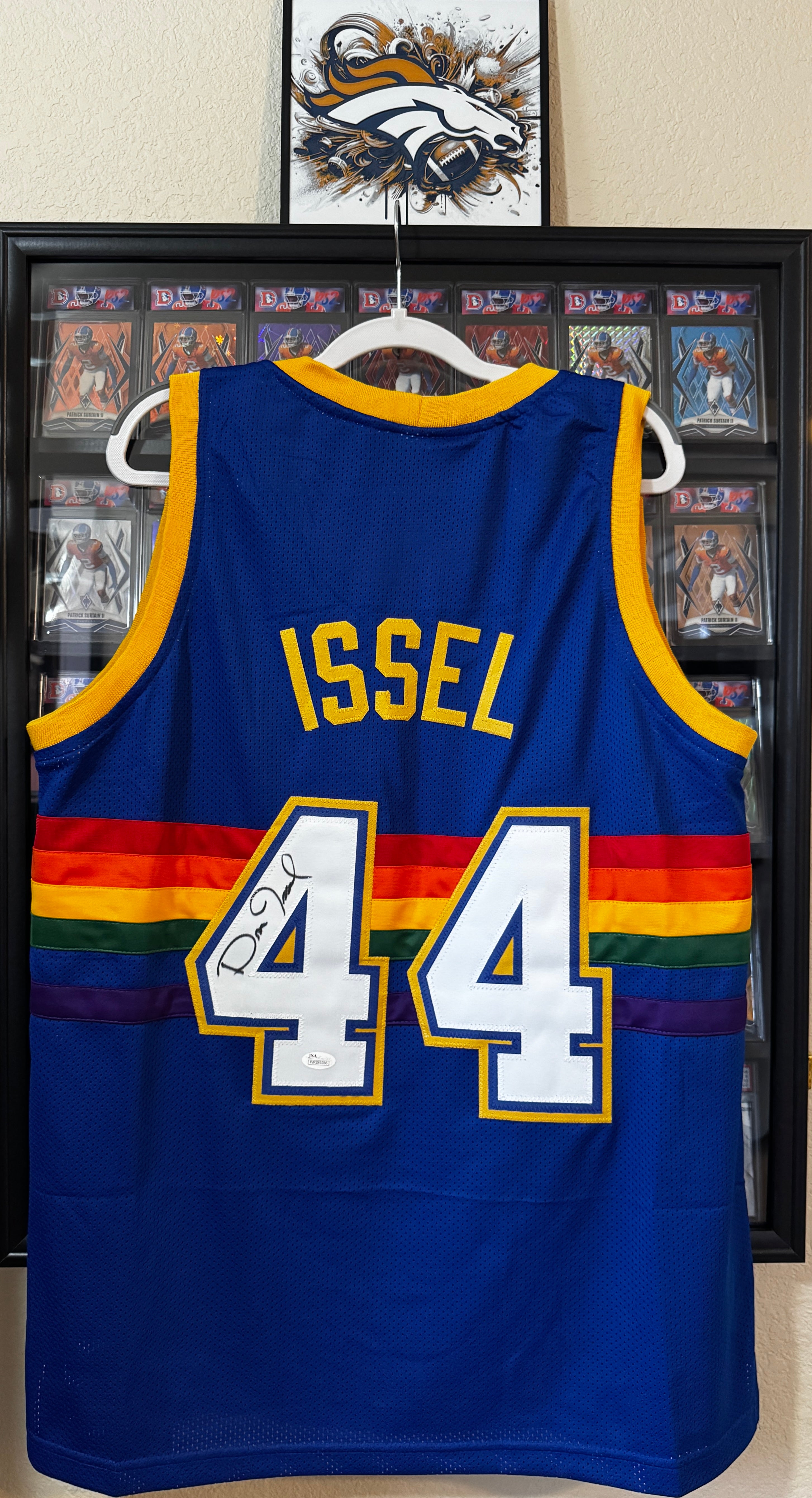 Dan Issel Autographed XL Denver Player Jersey #44 Blue Rainbow For Framing – JSA/W