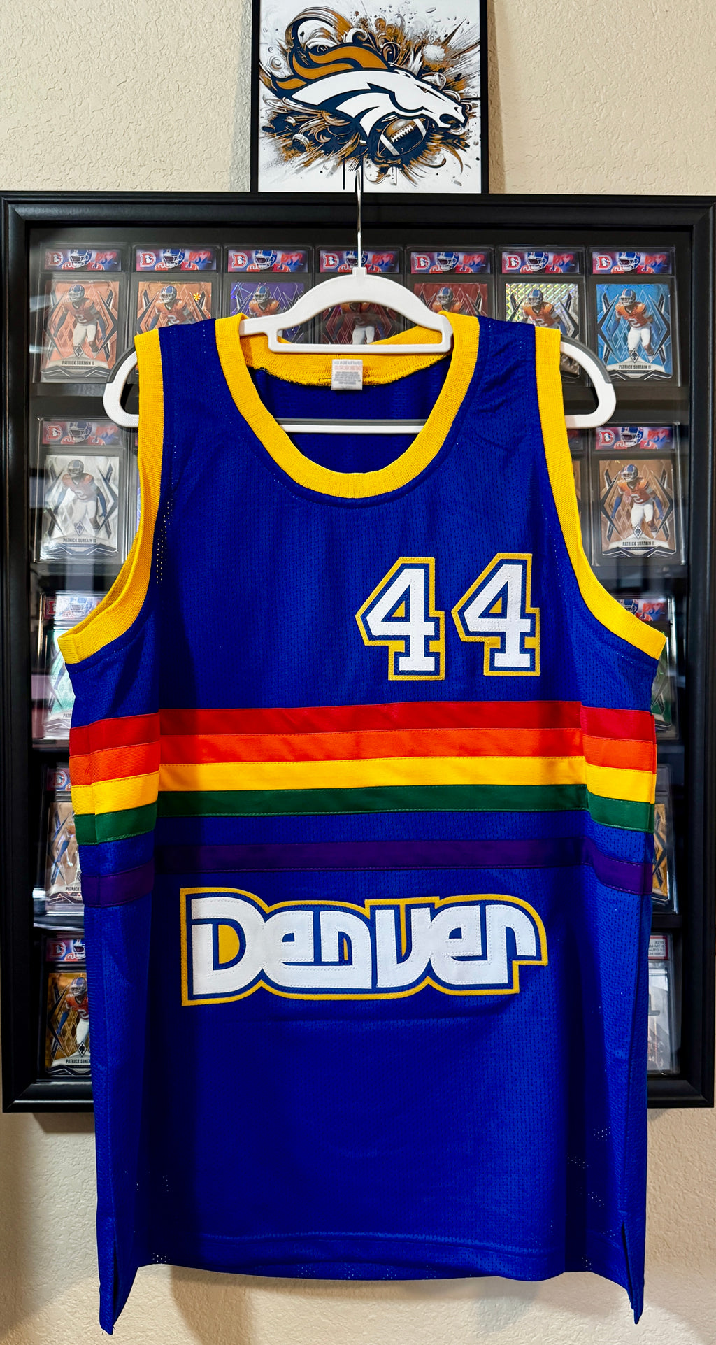 Dan Issel Autographed XL Denver Player Jersey #44 Blue Rainbow For Framing – JSA/W