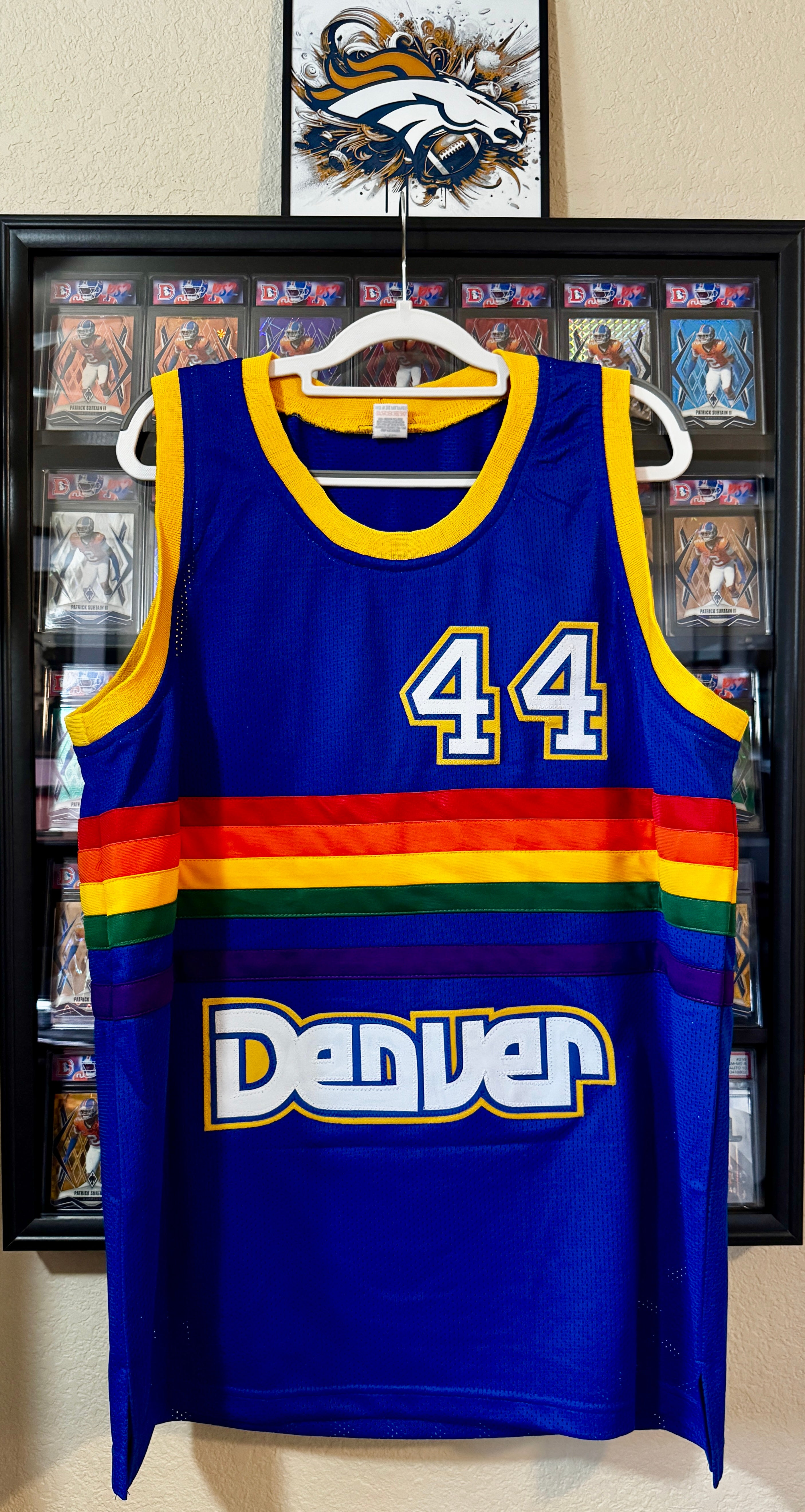 Dan Issel Autographed XL Denver Player Jersey #44 Blue Rainbow For Framing – JSA/W