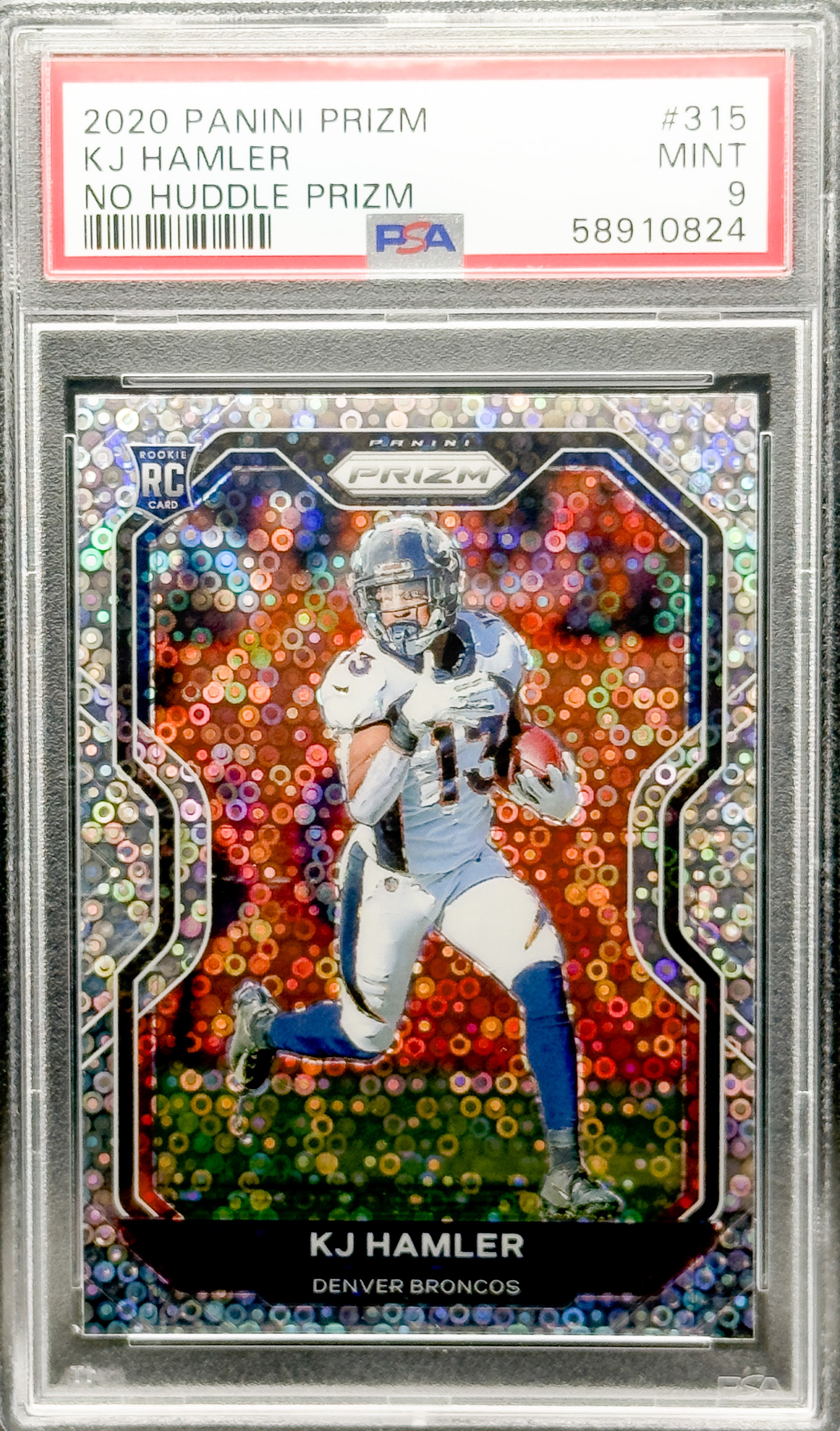 2020 Panini Prizm KJ Hamler RC No Huddle Prizm Disco #315 PSA 9 Broncos