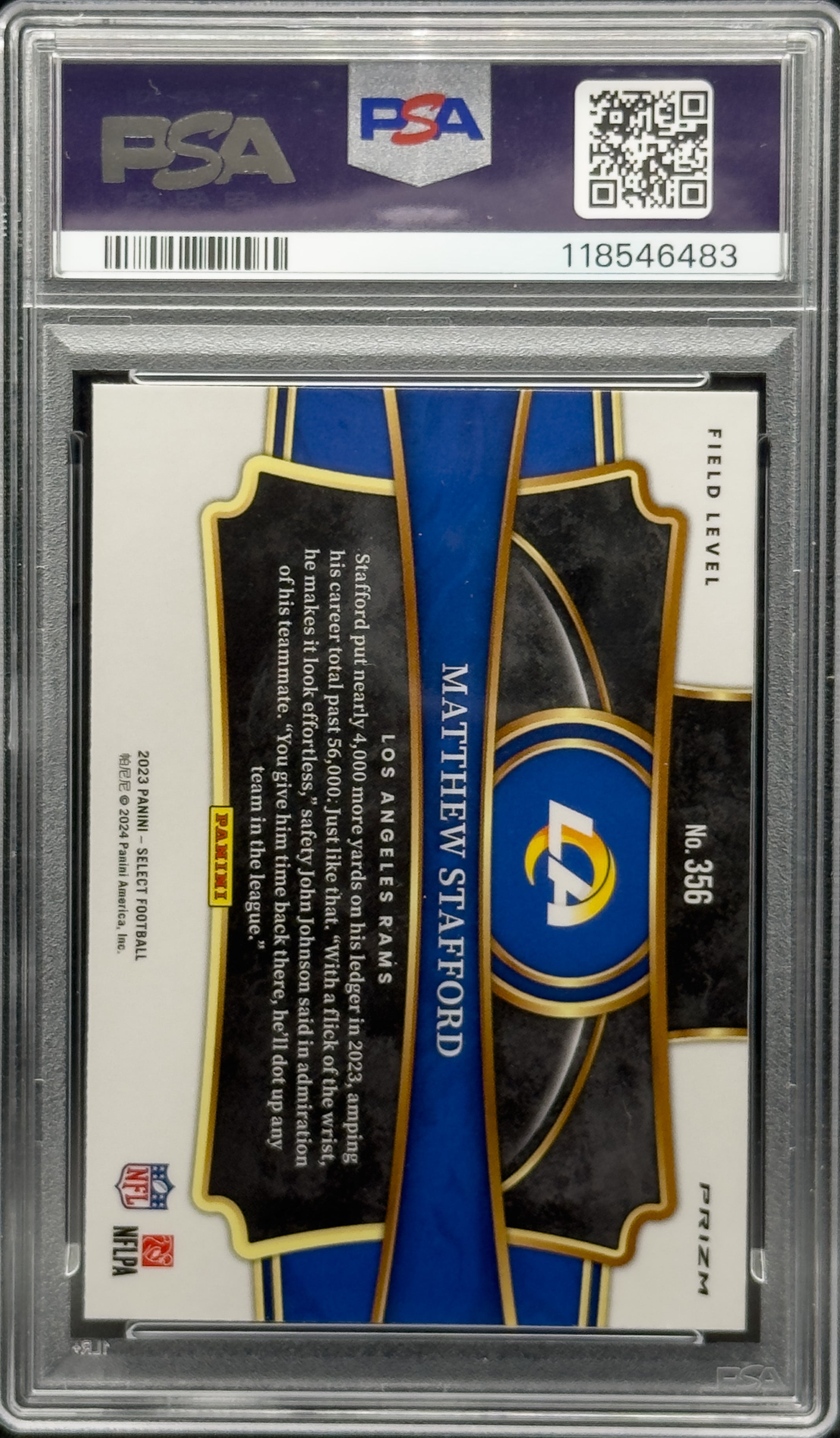 2023 Panini Select Matthew Stafford #356 Field Level Silver PSA 9