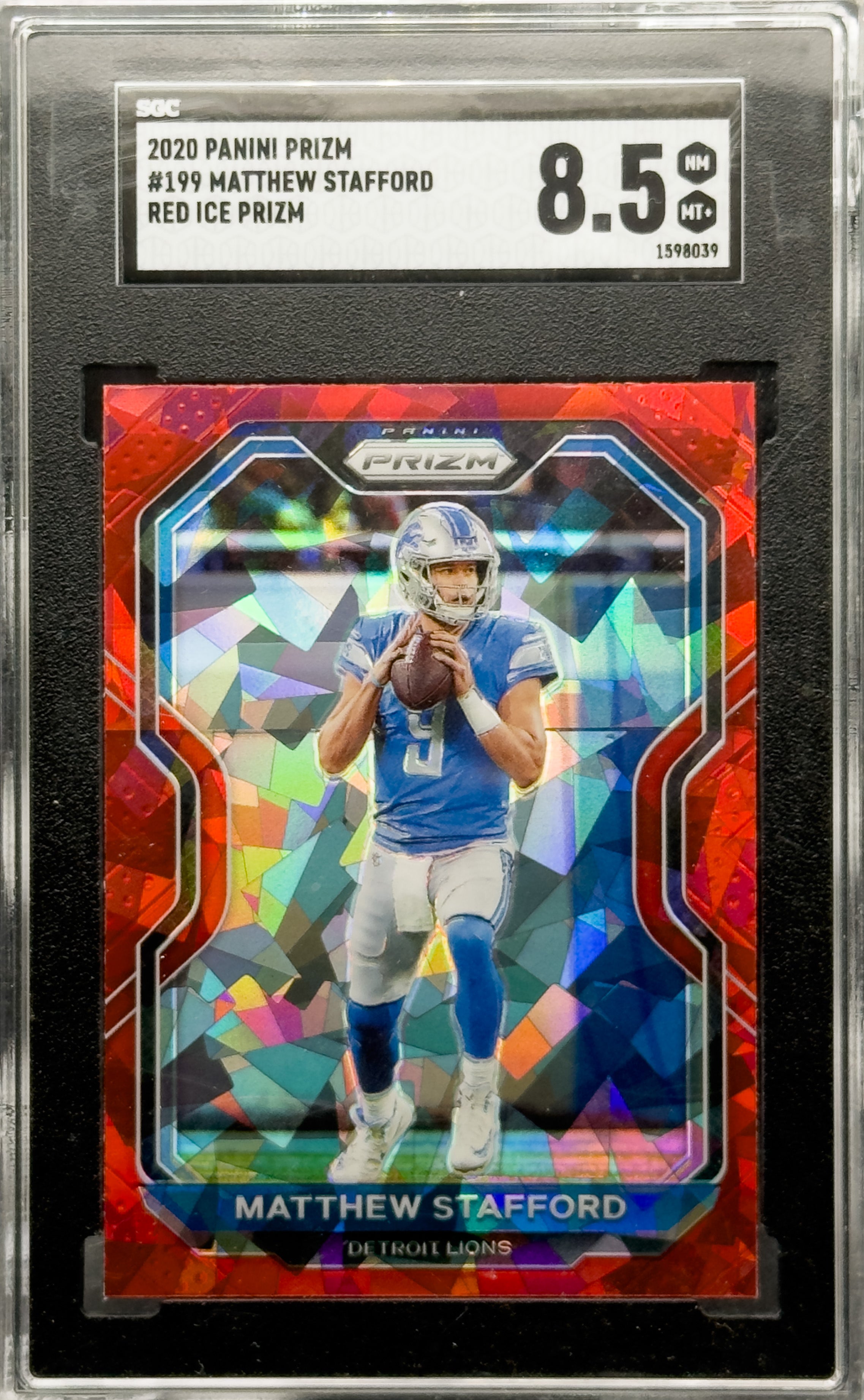 2020 Panini Prizm #199 Matthew Stafford Red Ice Prizm SGC 8.5