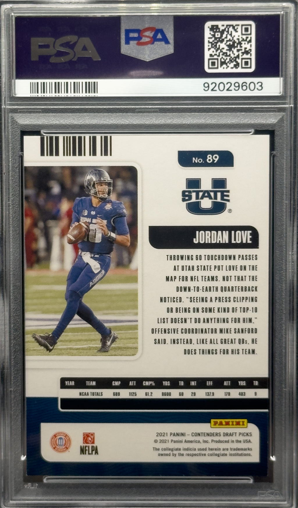 2021 Contenders Draft Picks Jordan Love #89 PSA 9
