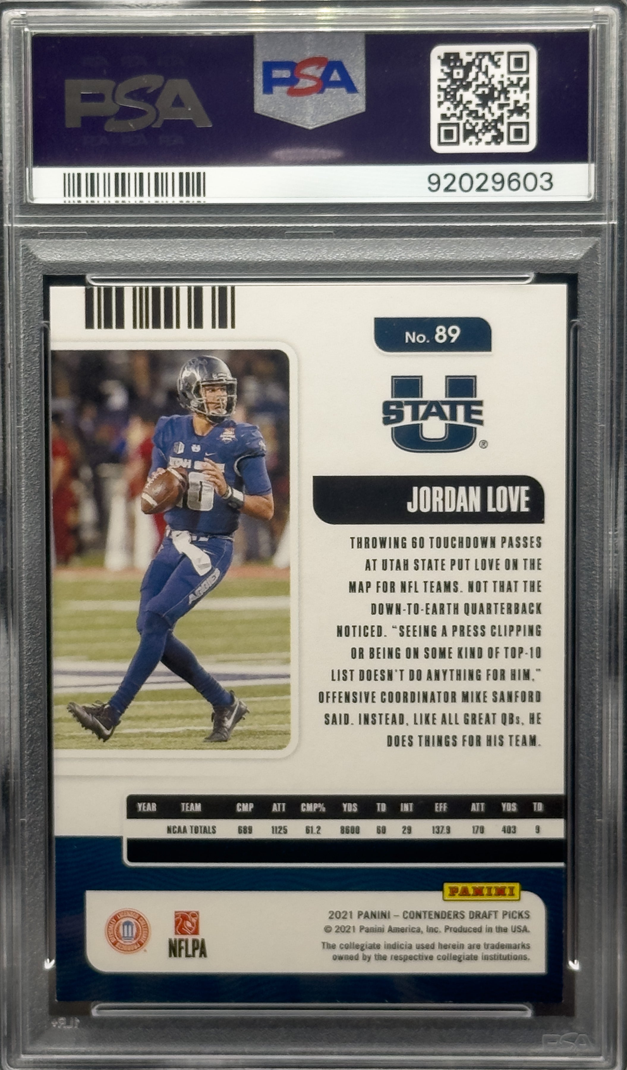 2021 Contenders Draft Picks Jordan Love #89 PSA 9
