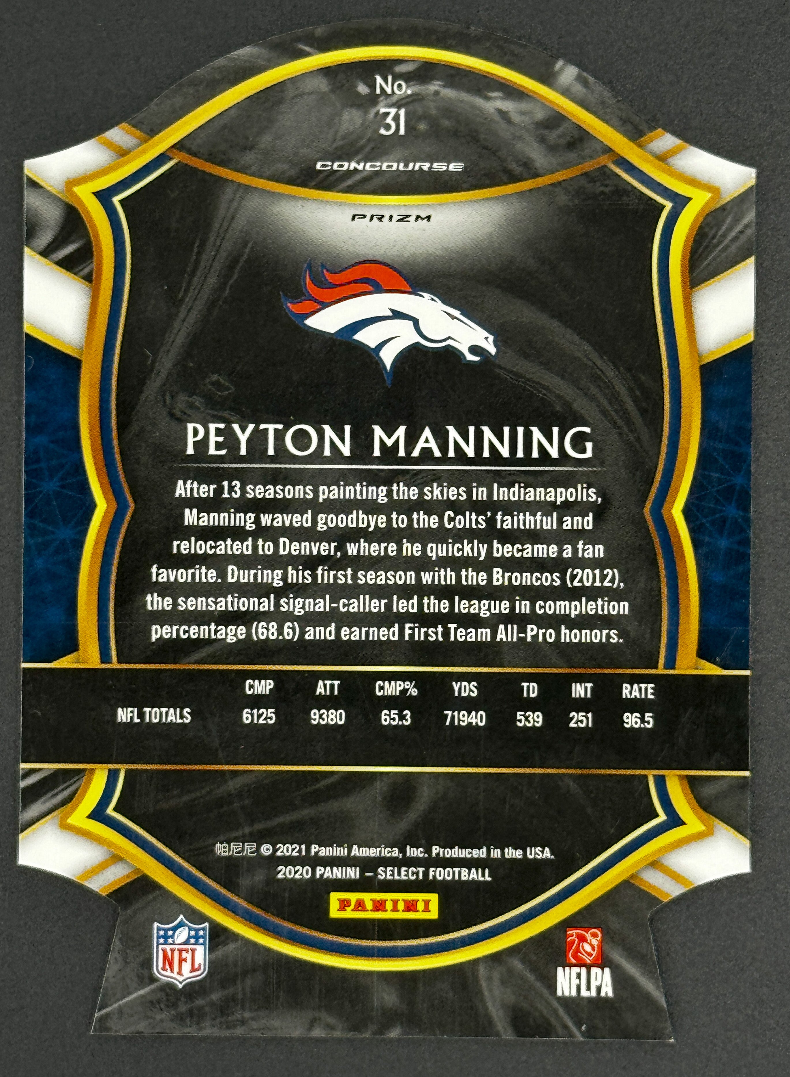 2020 Panini Select Peyton Manning Die-Cut #31 Starter Set