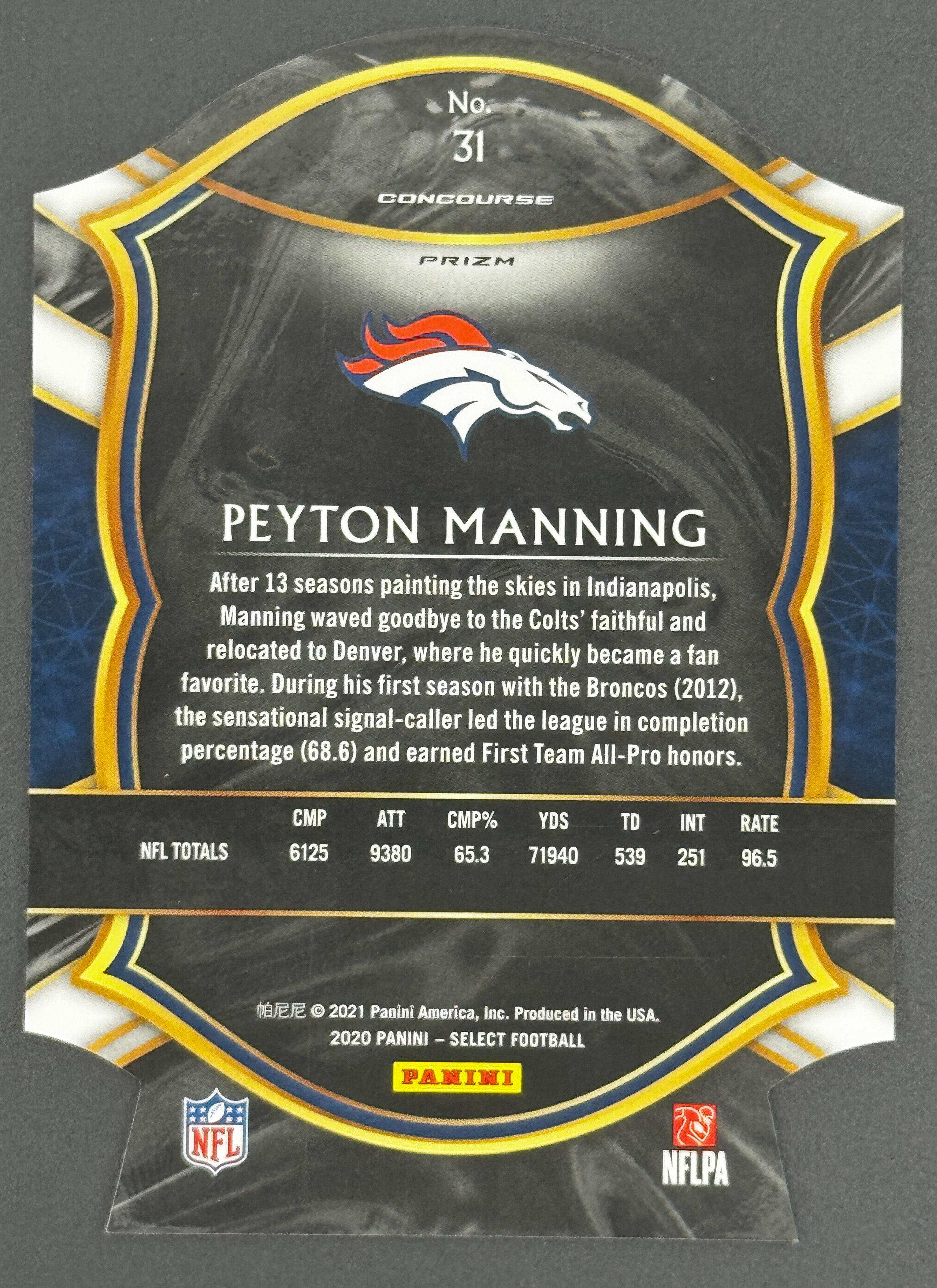 2020 Panini Select Peyton Manning Die-Cut #31 Starter Set