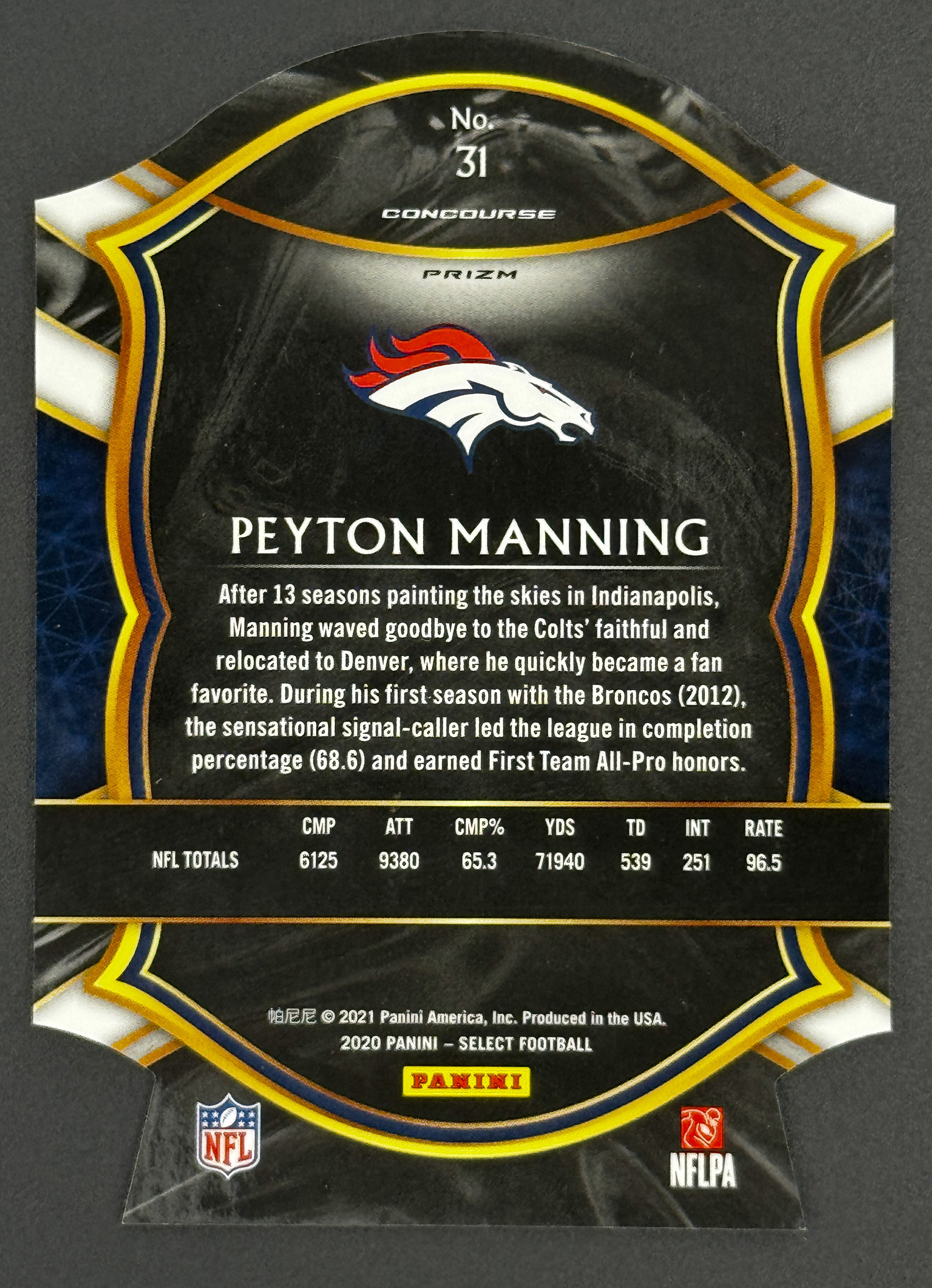 2020 Panini Select Peyton Manning Die-Cut #31 Starter Set