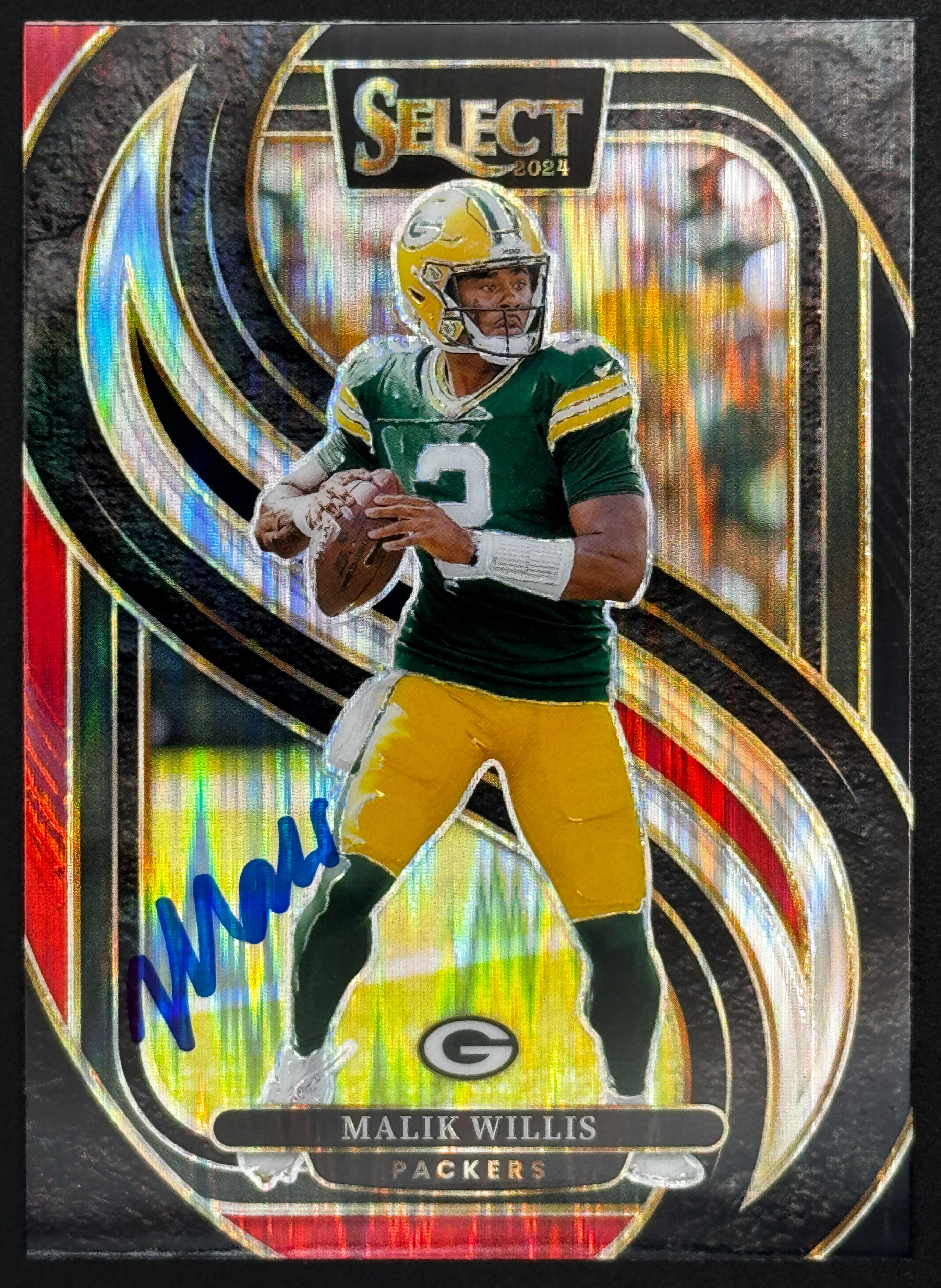 2024 Panini Select - Malik Willis #180 Prizm Premier Level Red and Black Shock On card JSA witnessed Autographed