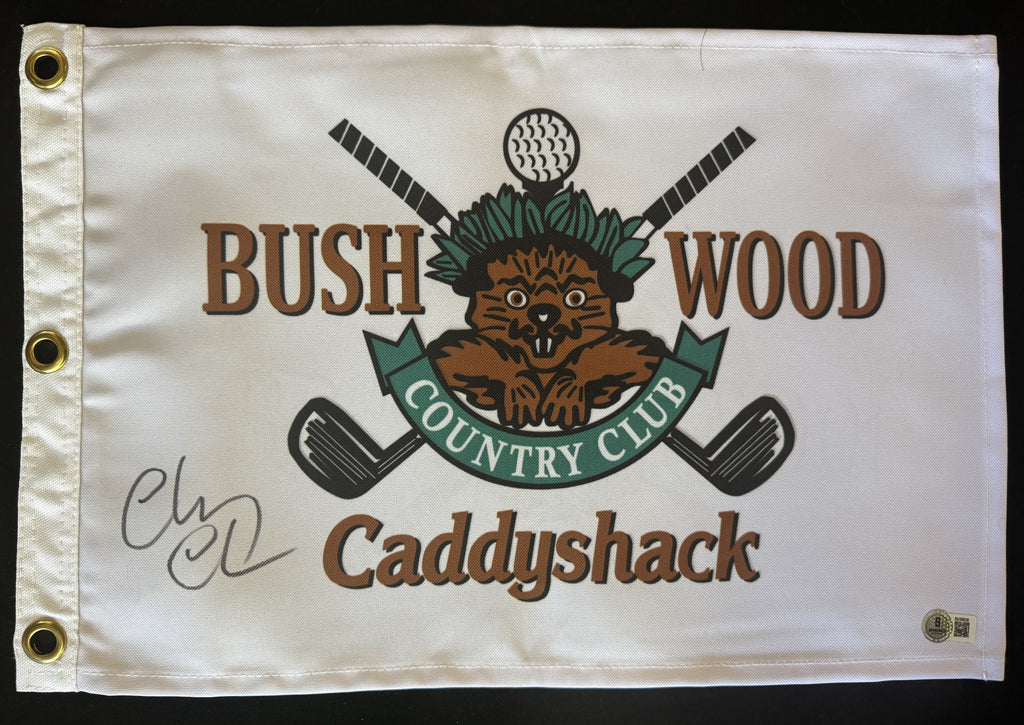 Chevy Chase Autographed Bush Wood Golf Pin Flag from Caddyshack