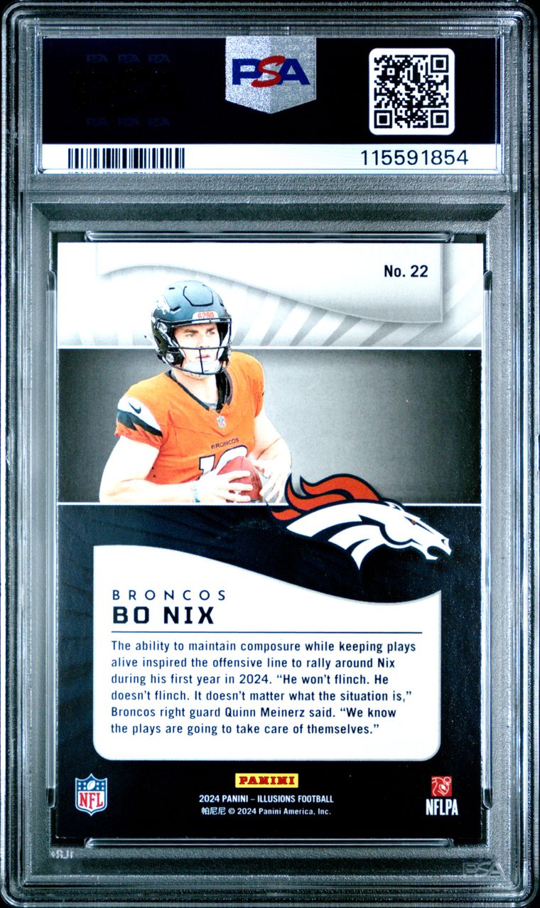2024 PANINI ILLUSIONS | TROPHY COLLECTION ORANGE #22 BO NIX PSA 9