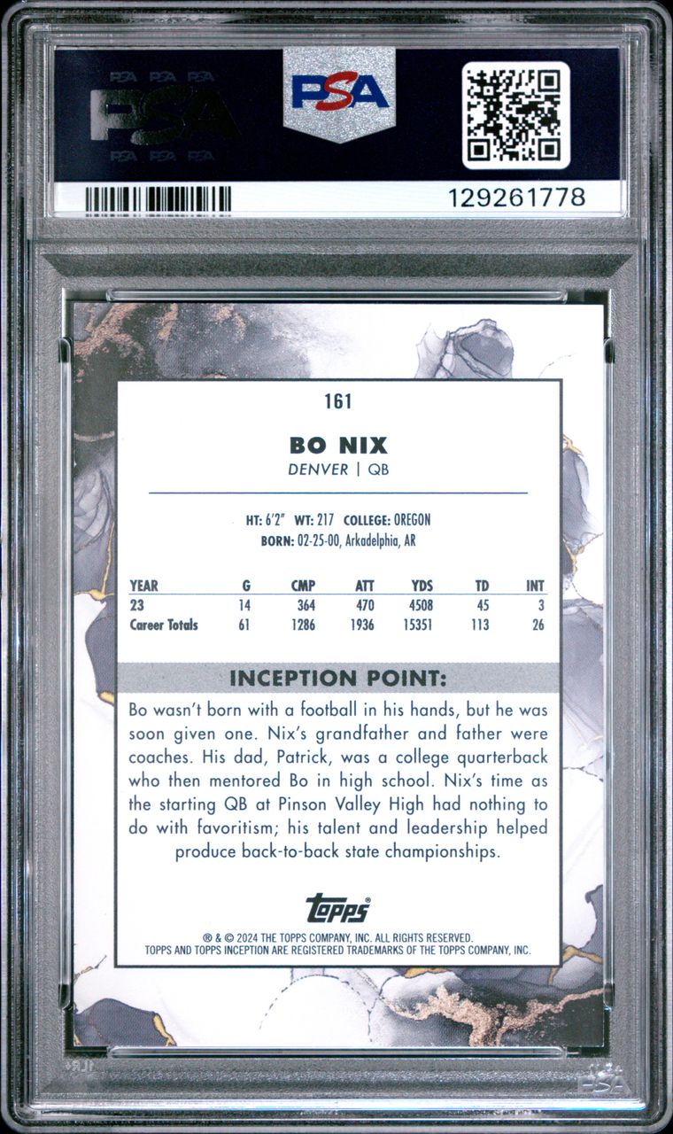 2024 TOPPS INCEPTION | ORANGE [#16/50] #161 BO NIX PSA 8