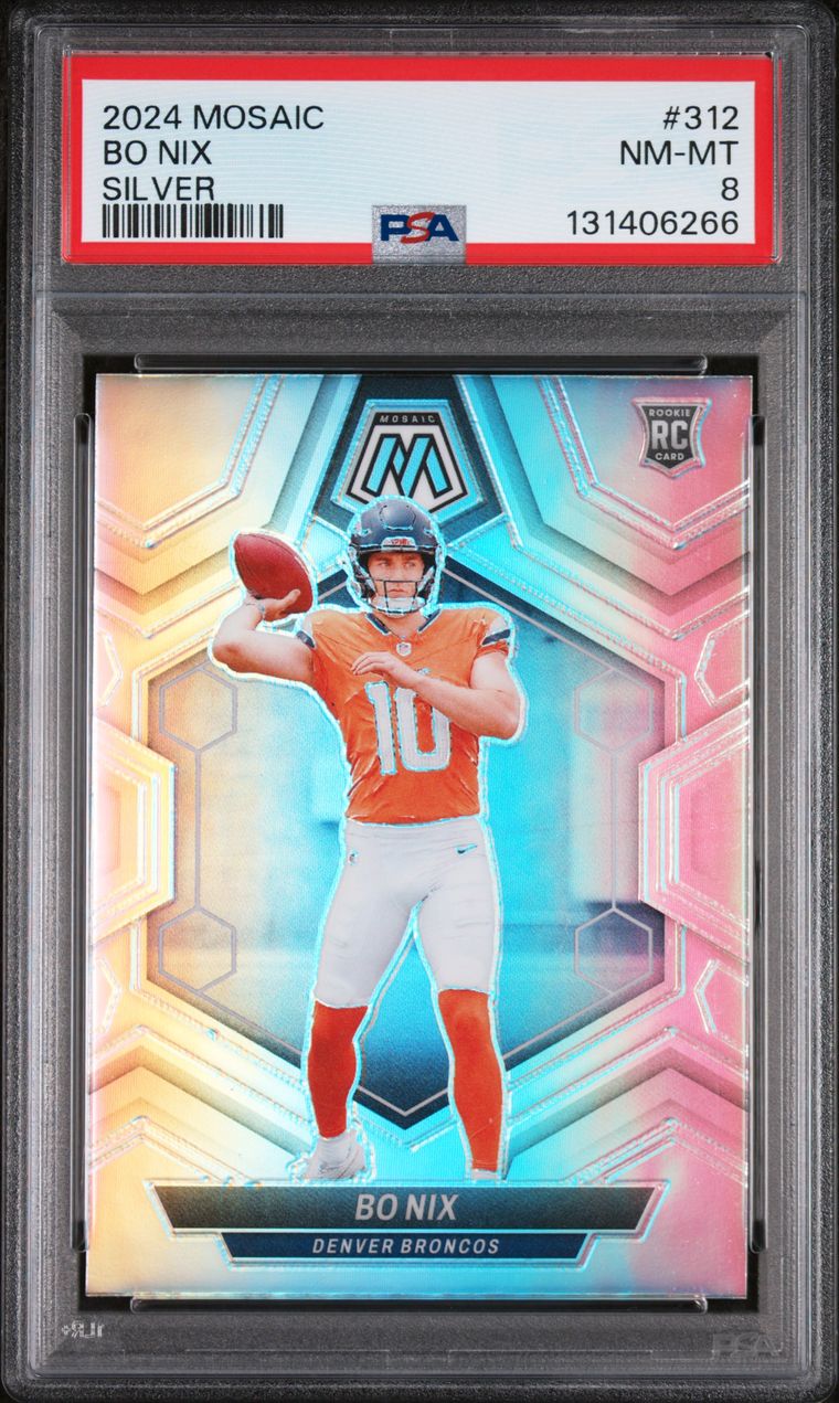 2024 PANINI MOSAIC SILVER #312 BO NIX ROOKIE RC PSA 8