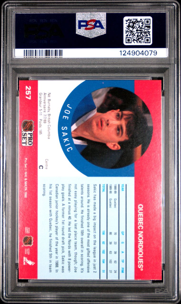 1990 Pro Set #257 Joe Sakic PSA 8 NM-MT | Schissler's Signature
