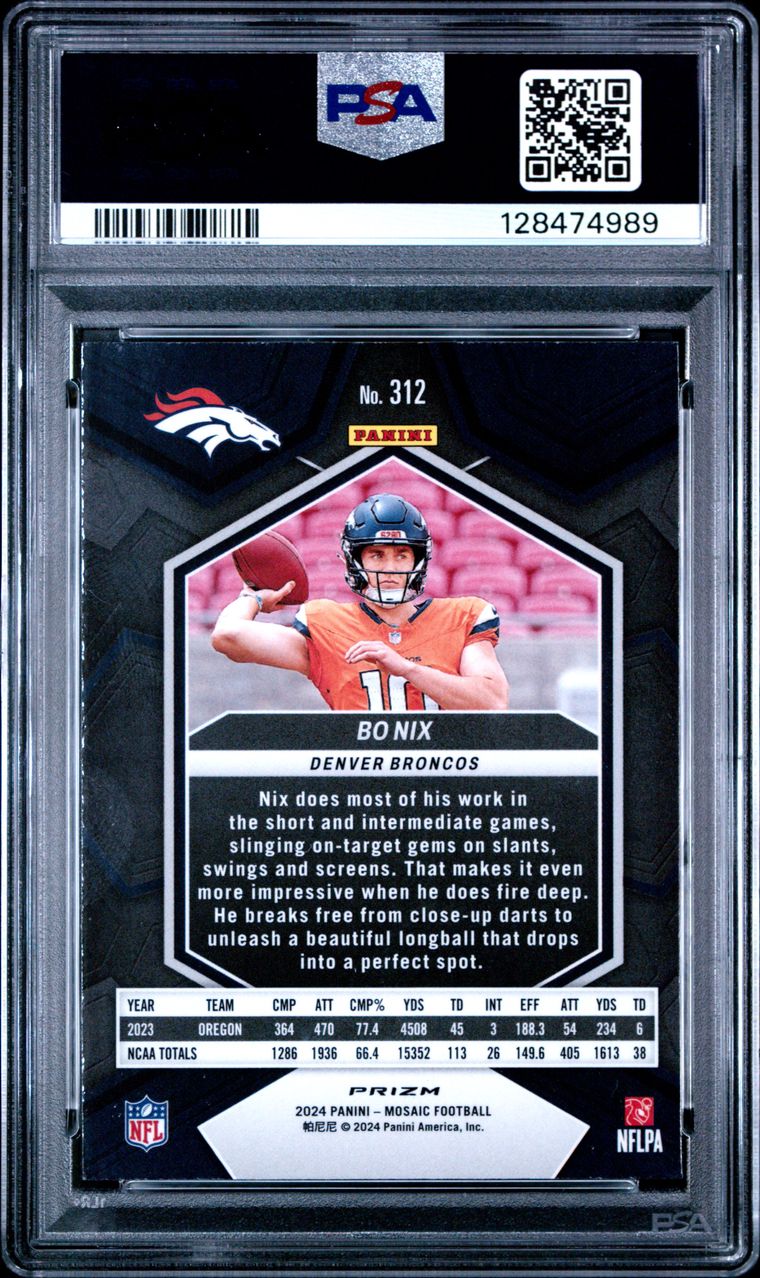 2024 PANINI MOSAIC SILVER #312 BO NIX ROOKIE RC PSA 9