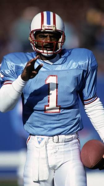 Warren Moon - Autographed Houston Oilers - Baby Blue - Wilder Sports SOA