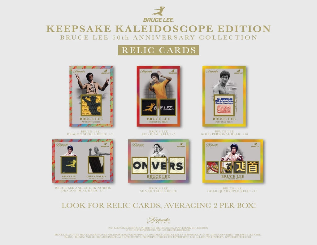 Keepsake BRUCE LEE 50th Anniversary Kaleidoscope Edition Factory Sealed HOBBY Box with (2) RELICS