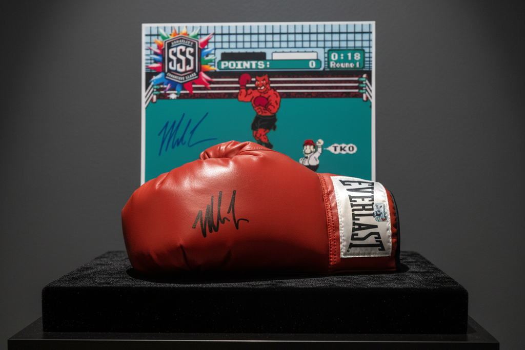 Signed Everlast Boxing Glove with Punch-Out Art