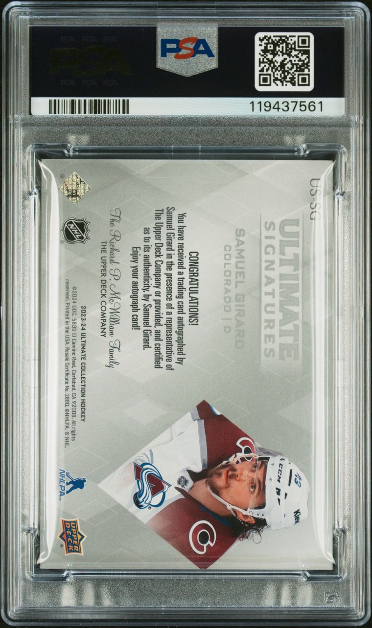2023 UPPER DECK ULTIMATE COLLECTION ULTIMATE SIGNATURES #USSG SAMUEL GIRARD PSA 9